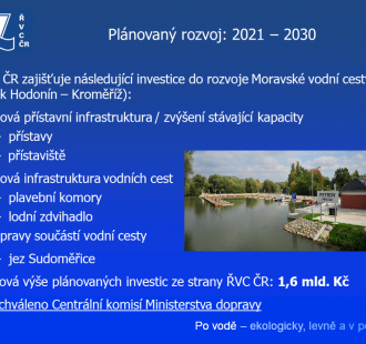 Plánovaný rozvoj Baťova kanálu: 2021 – 30