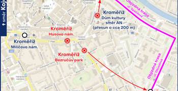 Objízdná trasa Kroměříž, Bezručův park