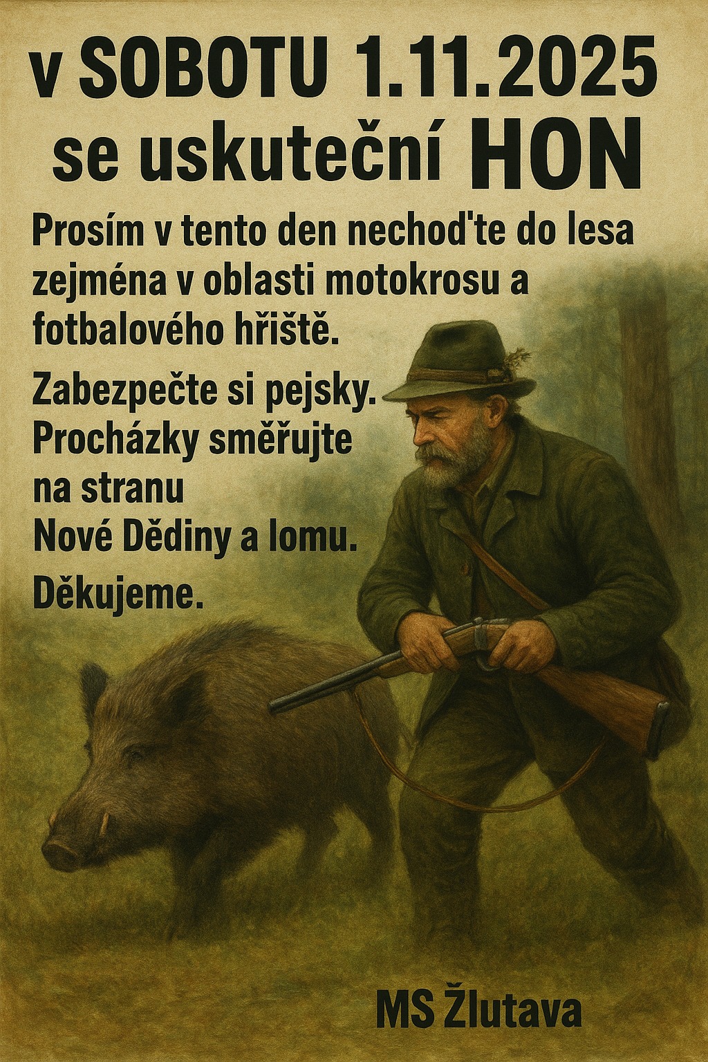 Oznámení: Hon, Žlutava