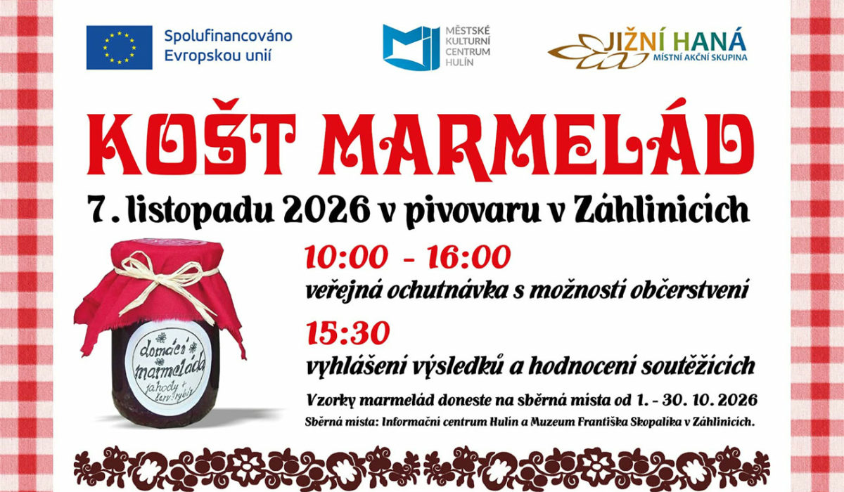 Košt Marmelád 2026 – veřejná ochutnávka v Záhlinicích